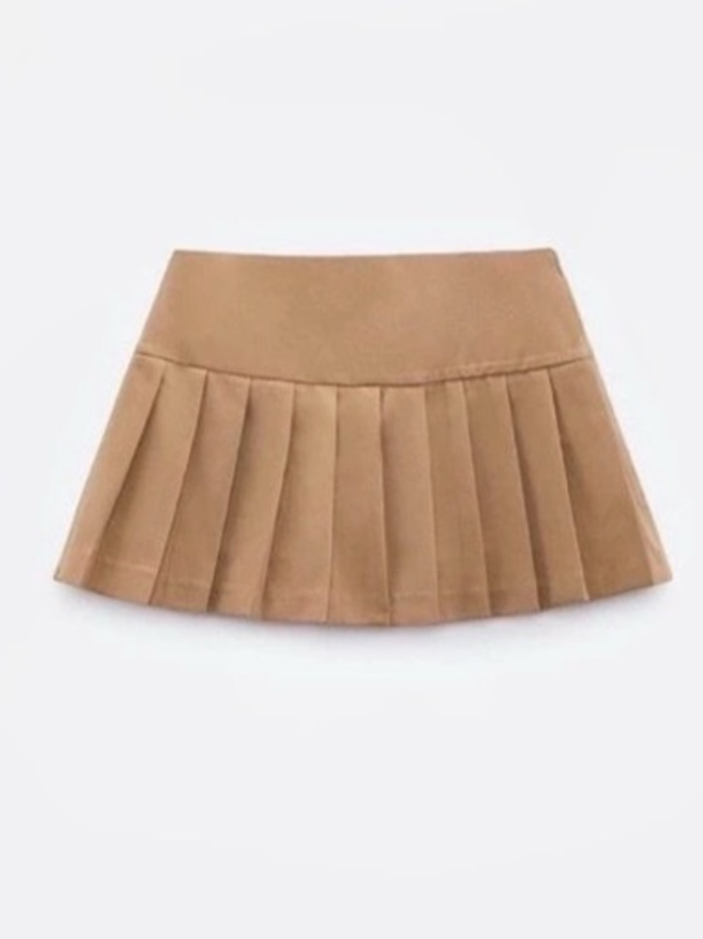 Zara Cream Pleated Mini Skirt Brown